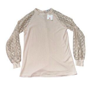 Miholl Waffle Lace Long Sleeve Top